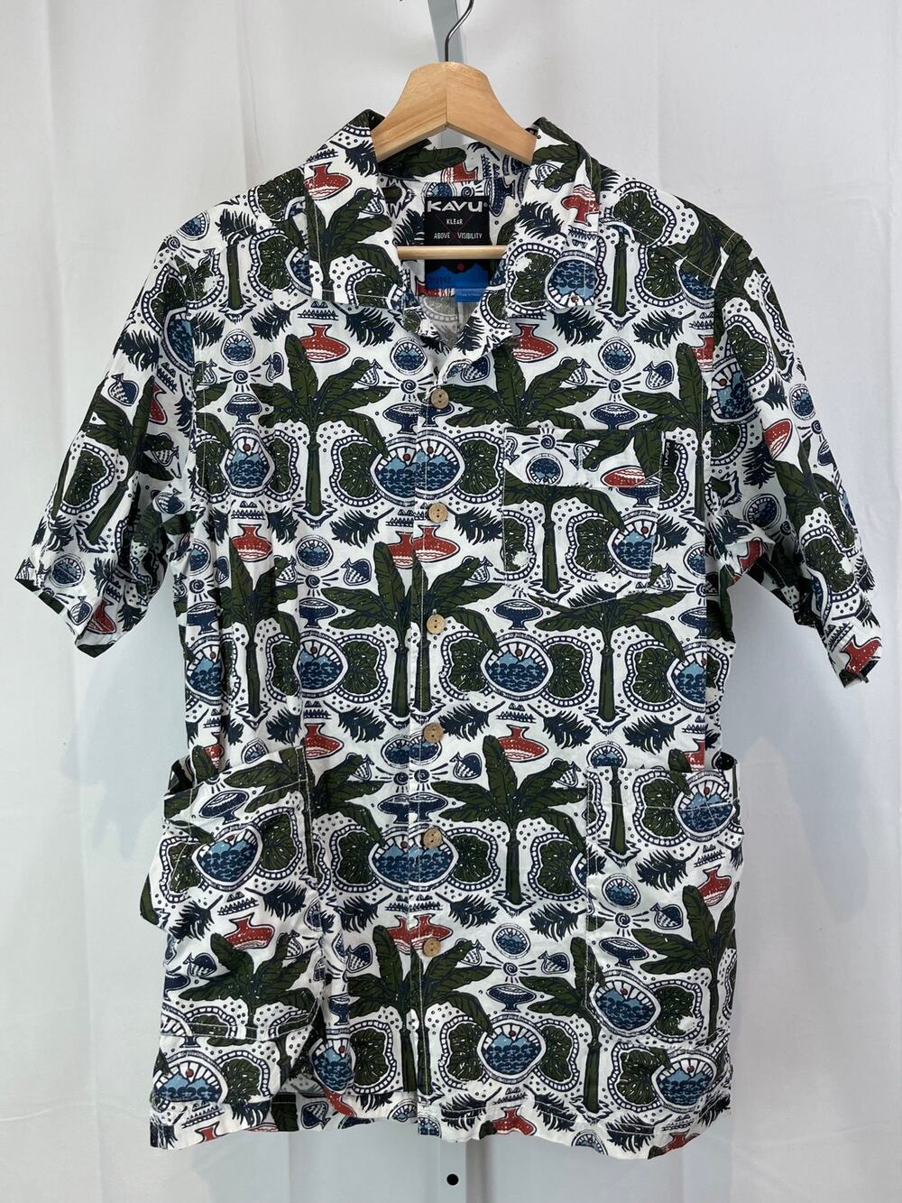 KAVU Men S Double Down Camp Shirt Wax N Wander Button Up Short Sleeve Multicolor